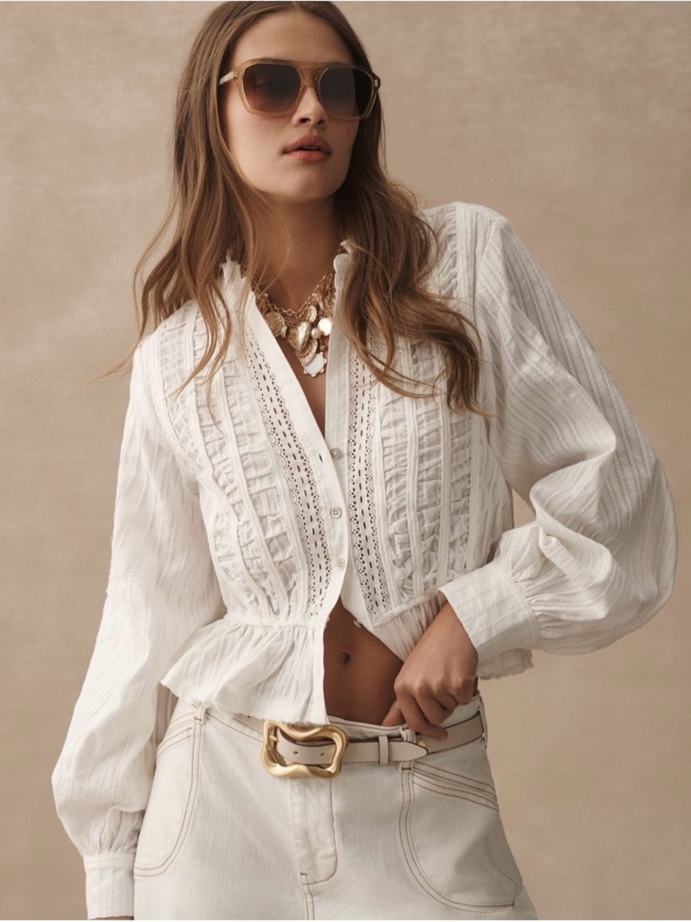 Pilcro White Lace-Trim Peasant Blouse - So Good!